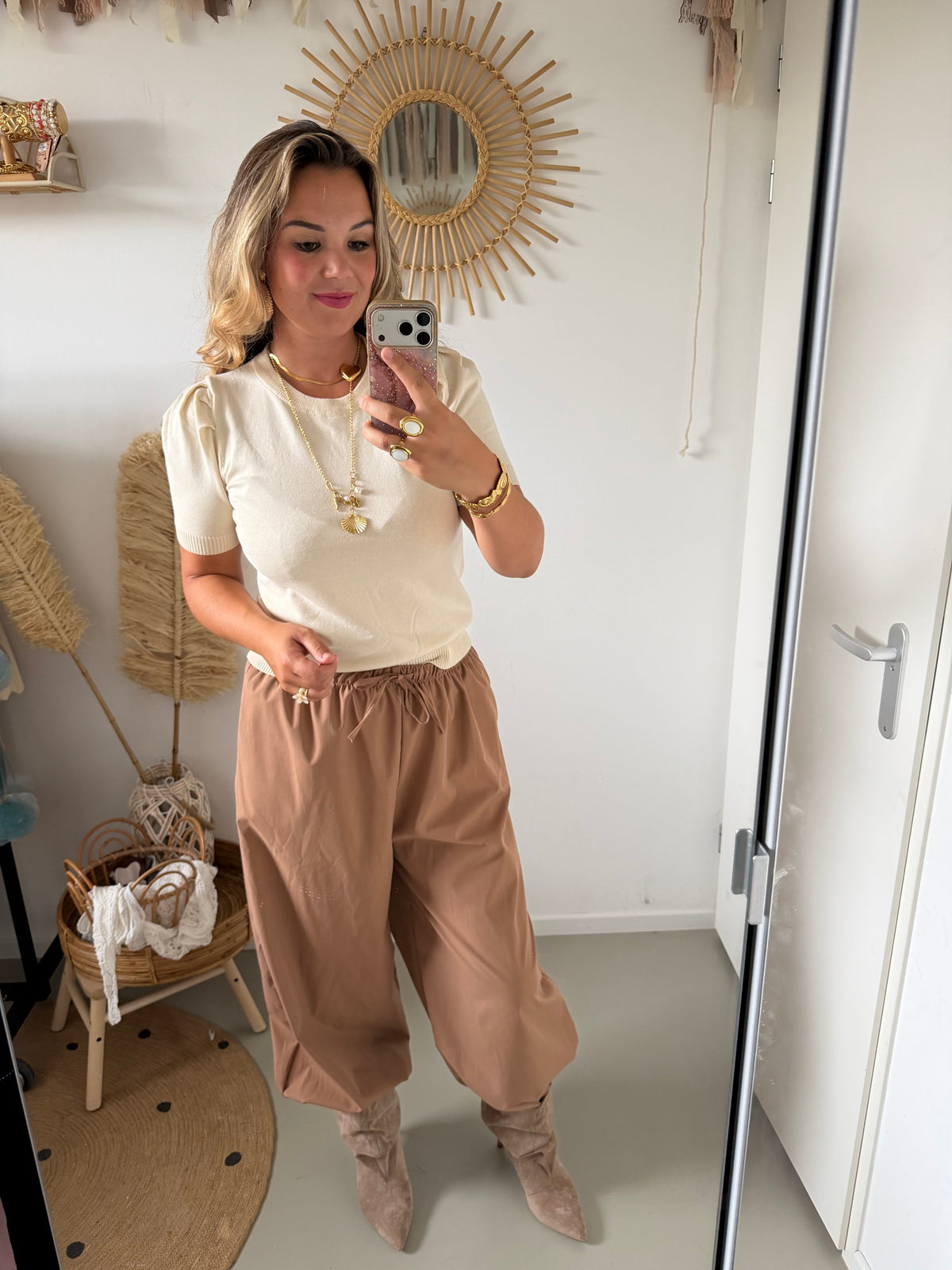 Pof broek Camel