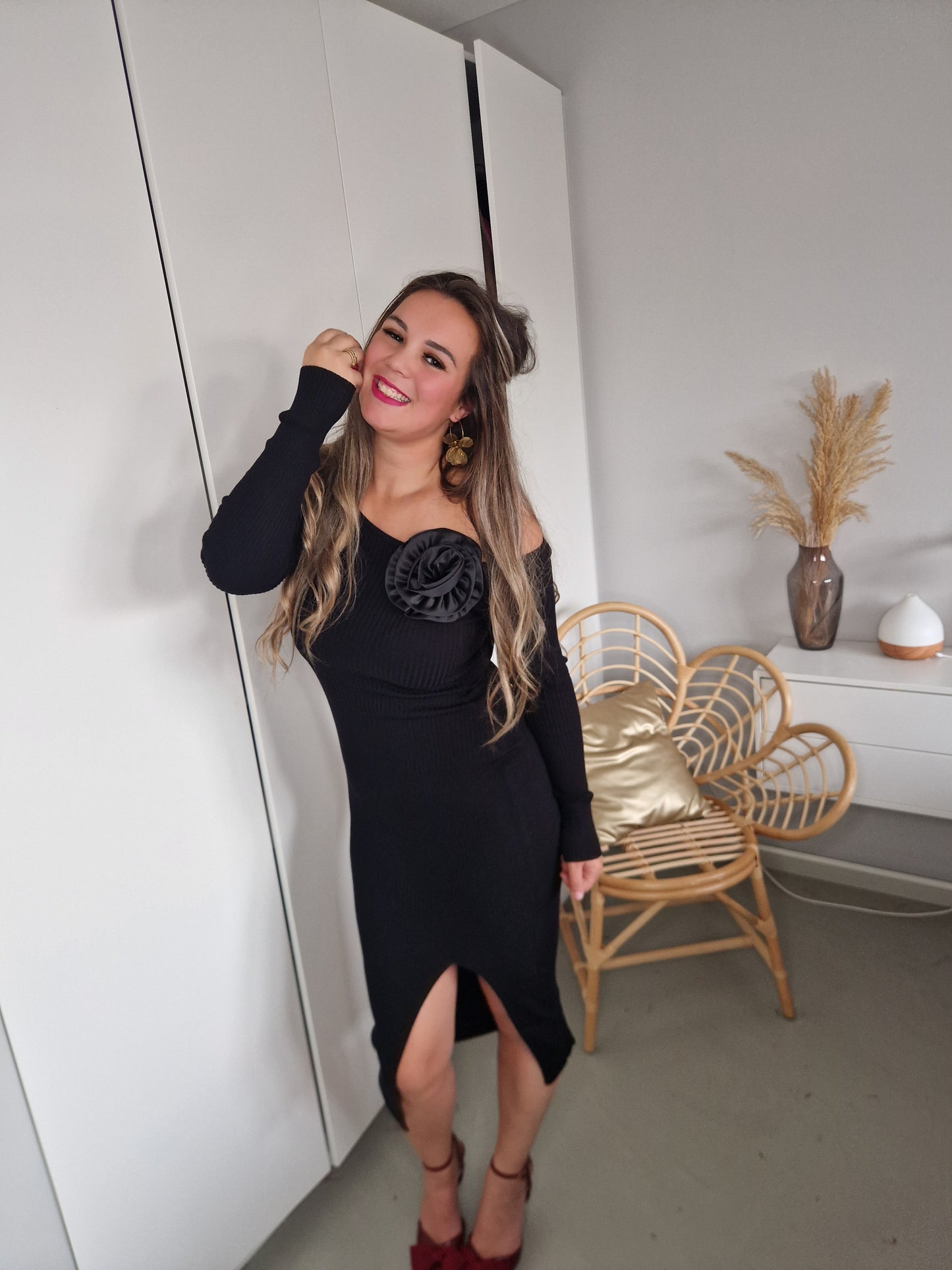 Jurk roos zwart