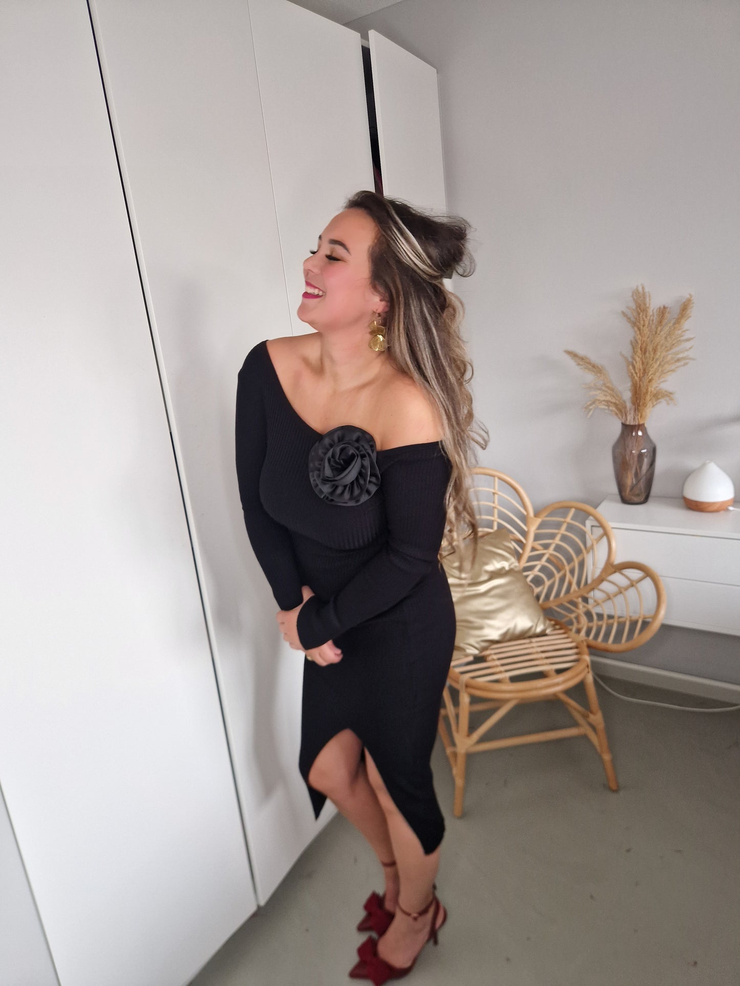 Jurk roos zwart