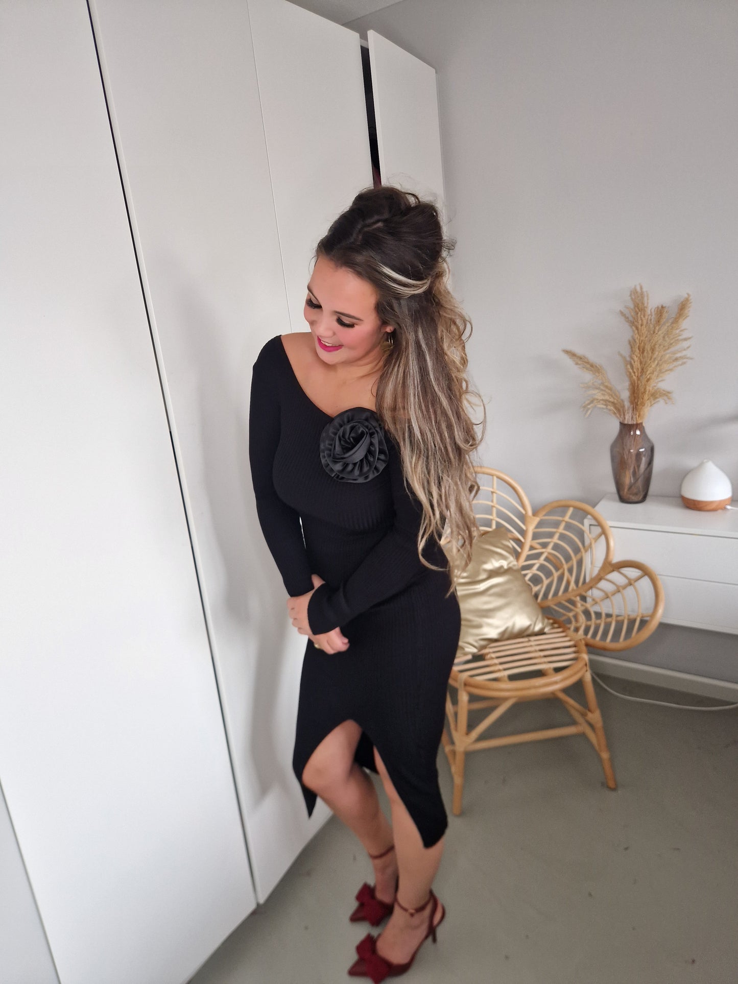 Jurk roos zwart