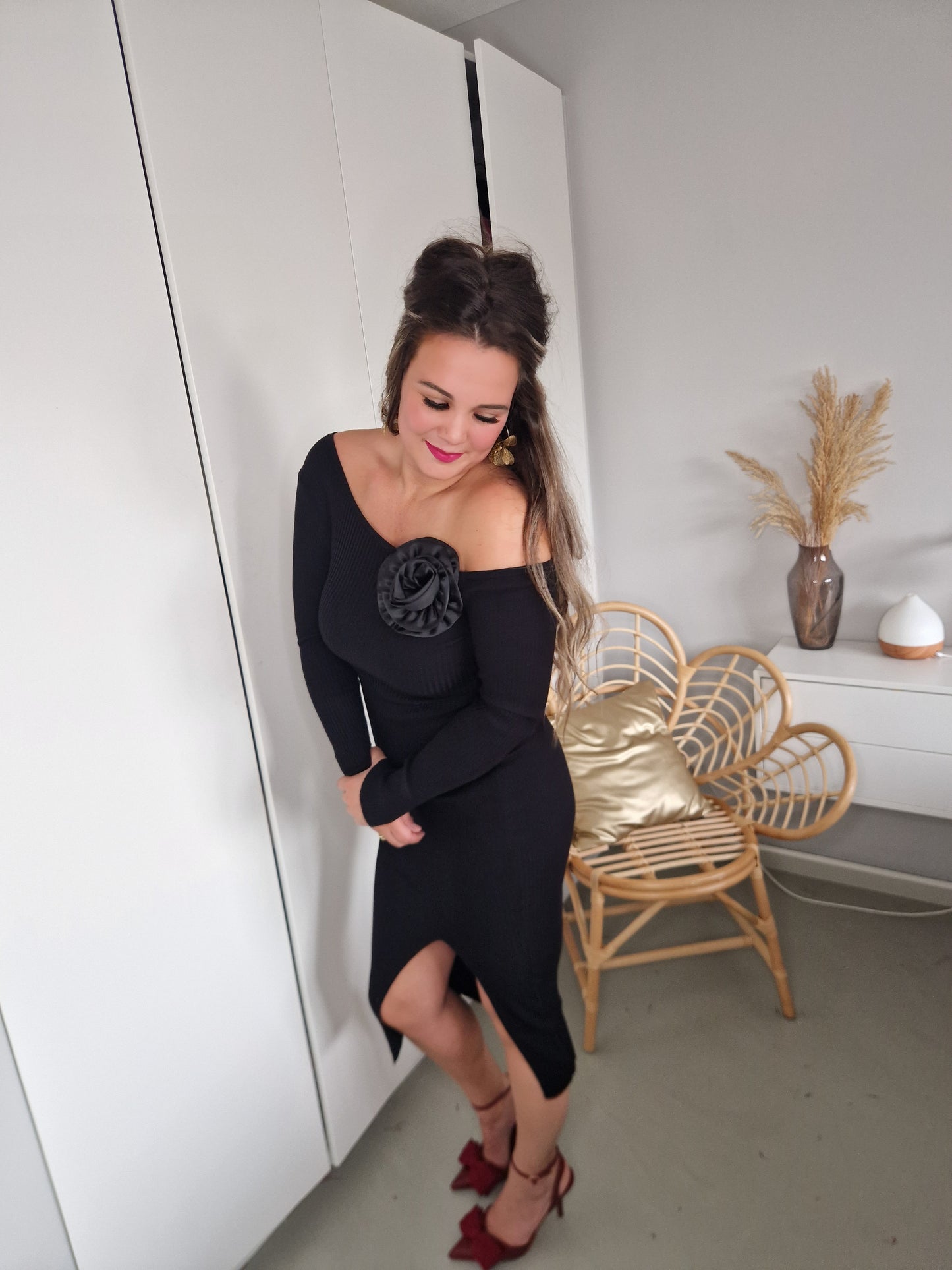 Jurk roos zwart