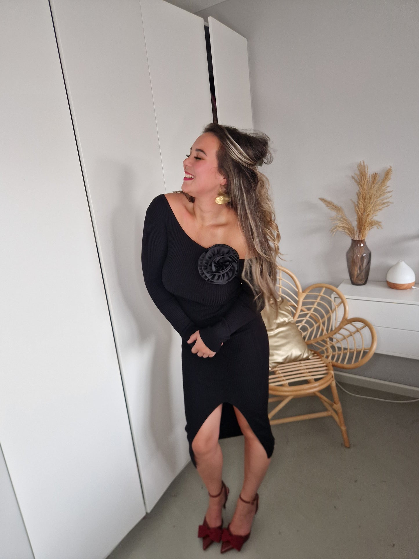 Jurk roos zwart