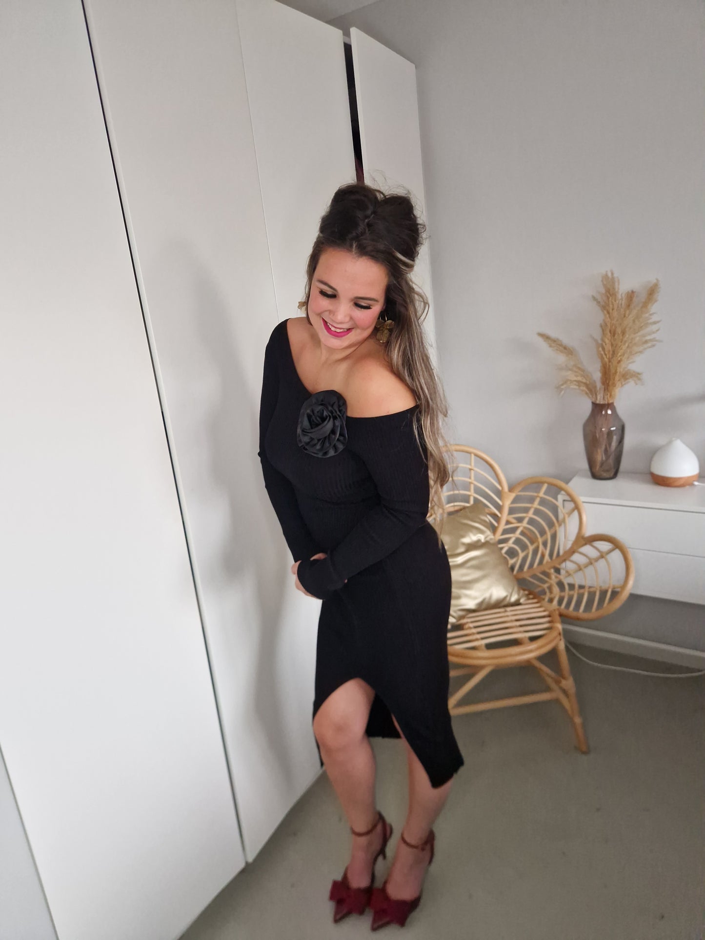 Jurk roos zwart