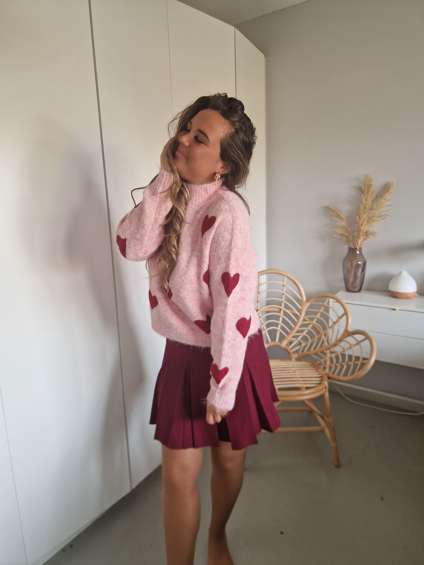 Plooirok burgundy