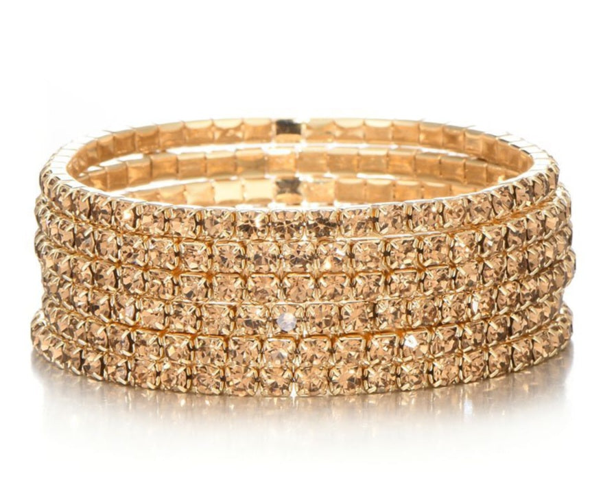 Strass set armbanden goud