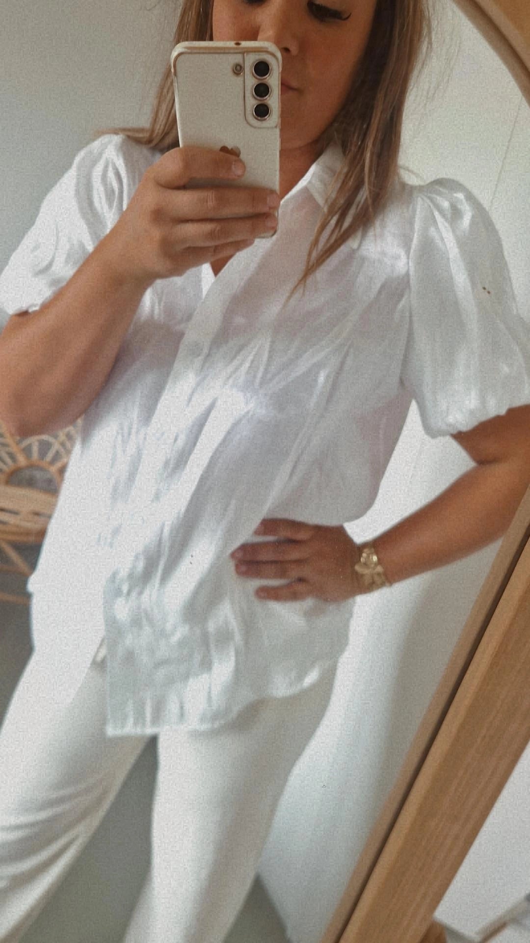 Blouse glans pofmouw