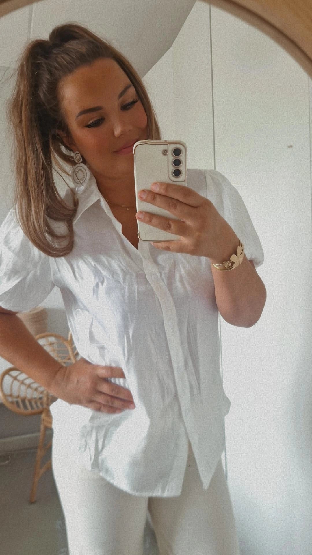 Blouse glans pofmouw