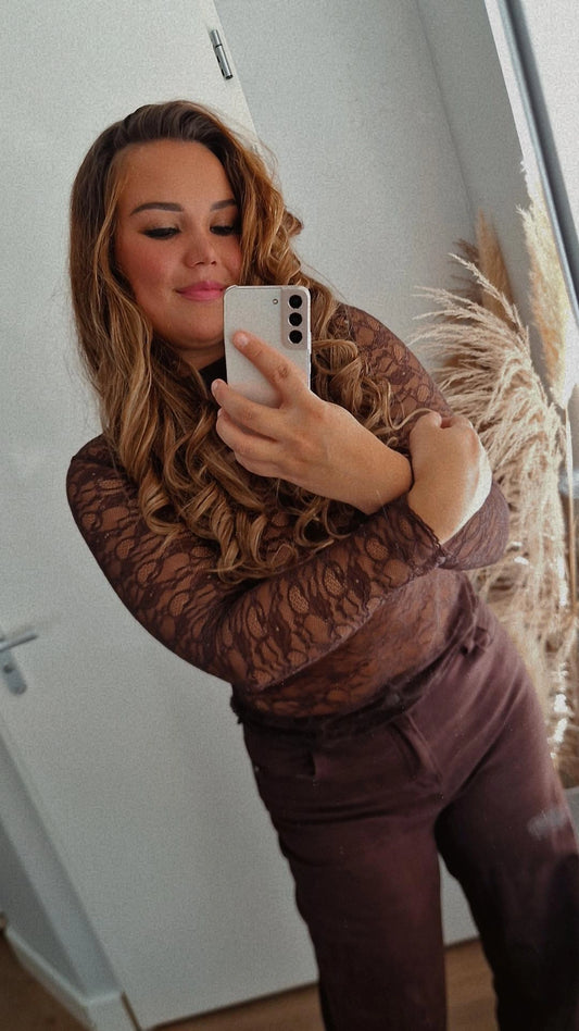Mesh top strakke mouw