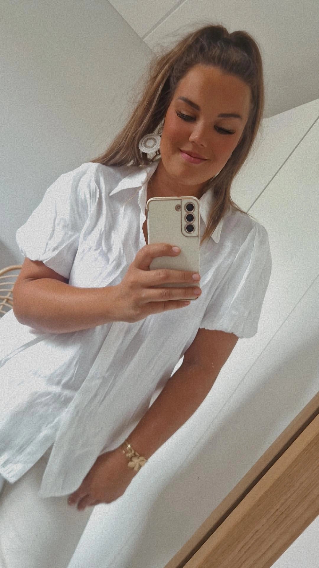Blouse glans pofmouw