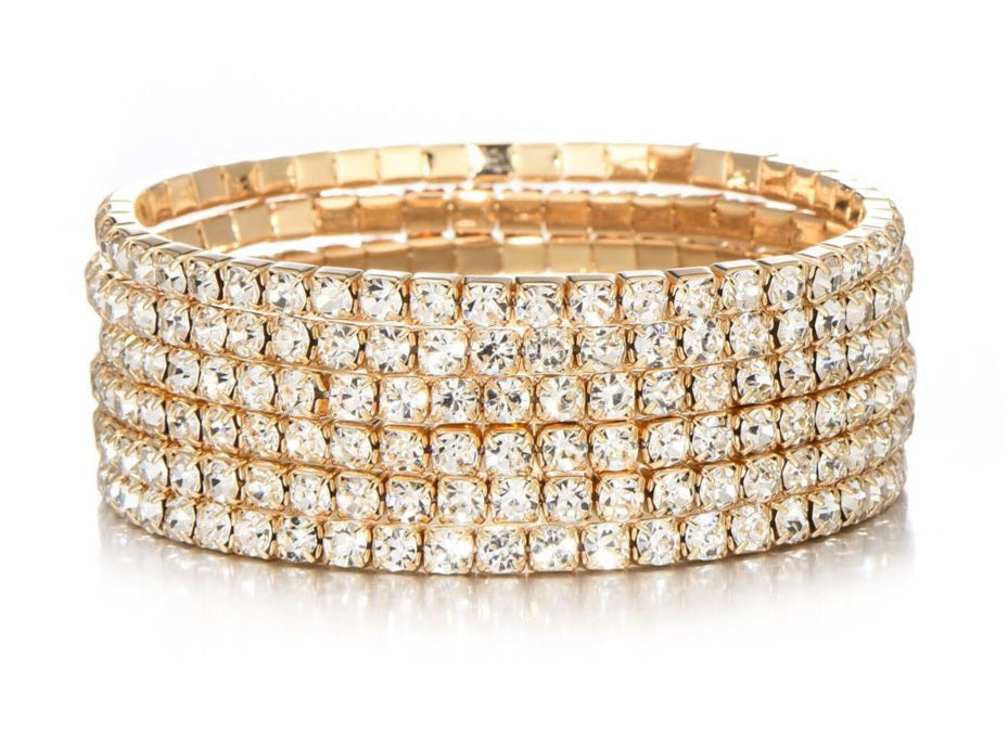 Strass set armbanden zilver/goud