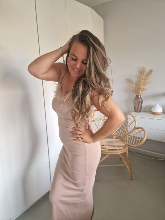 Jurk feather nude