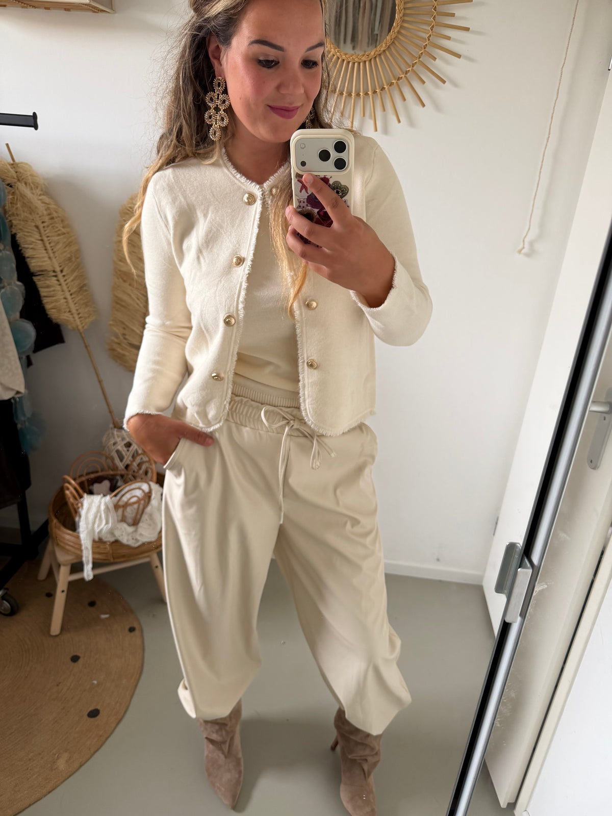 Broek leatherlook white