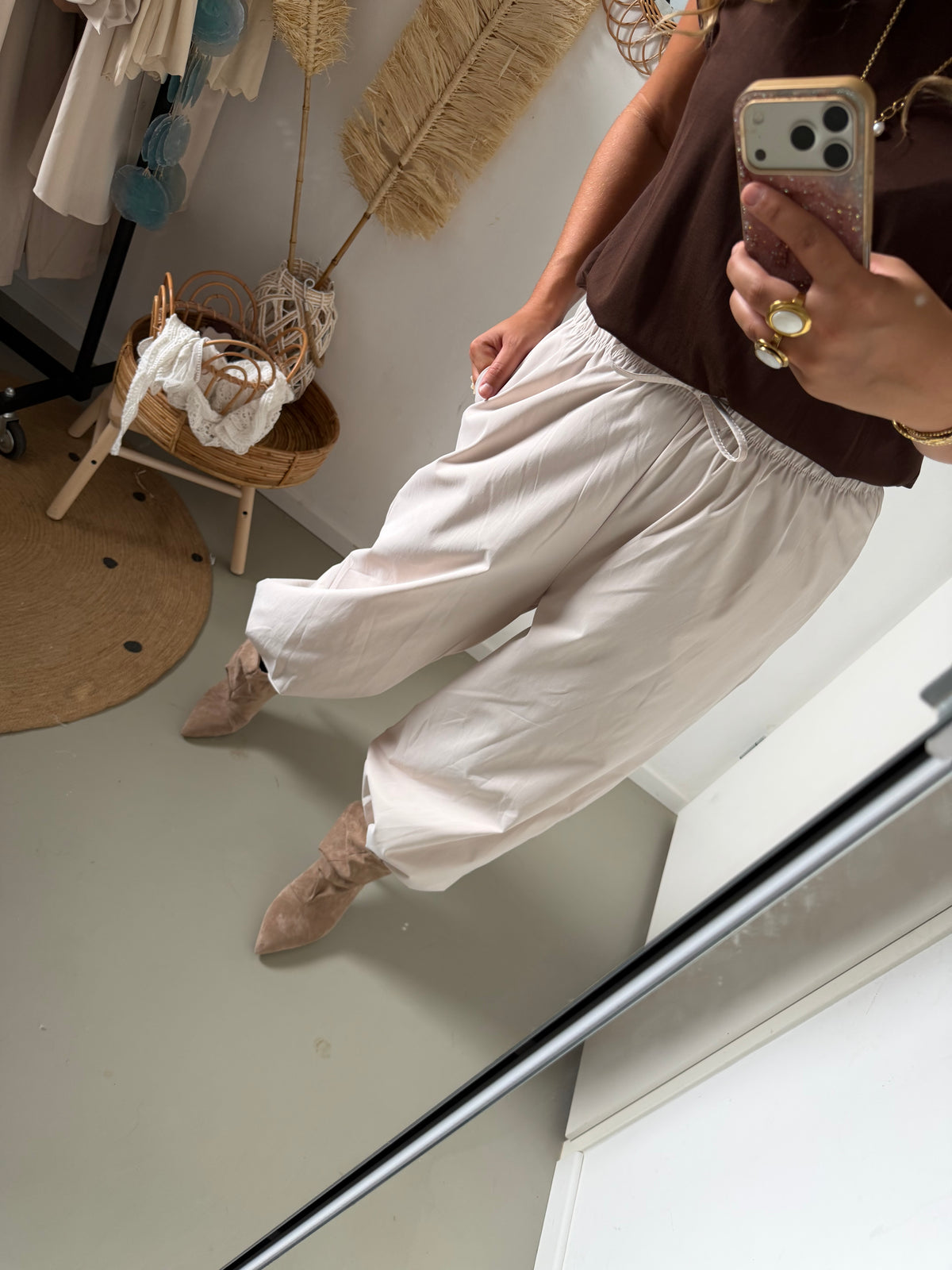 Pof broek beige