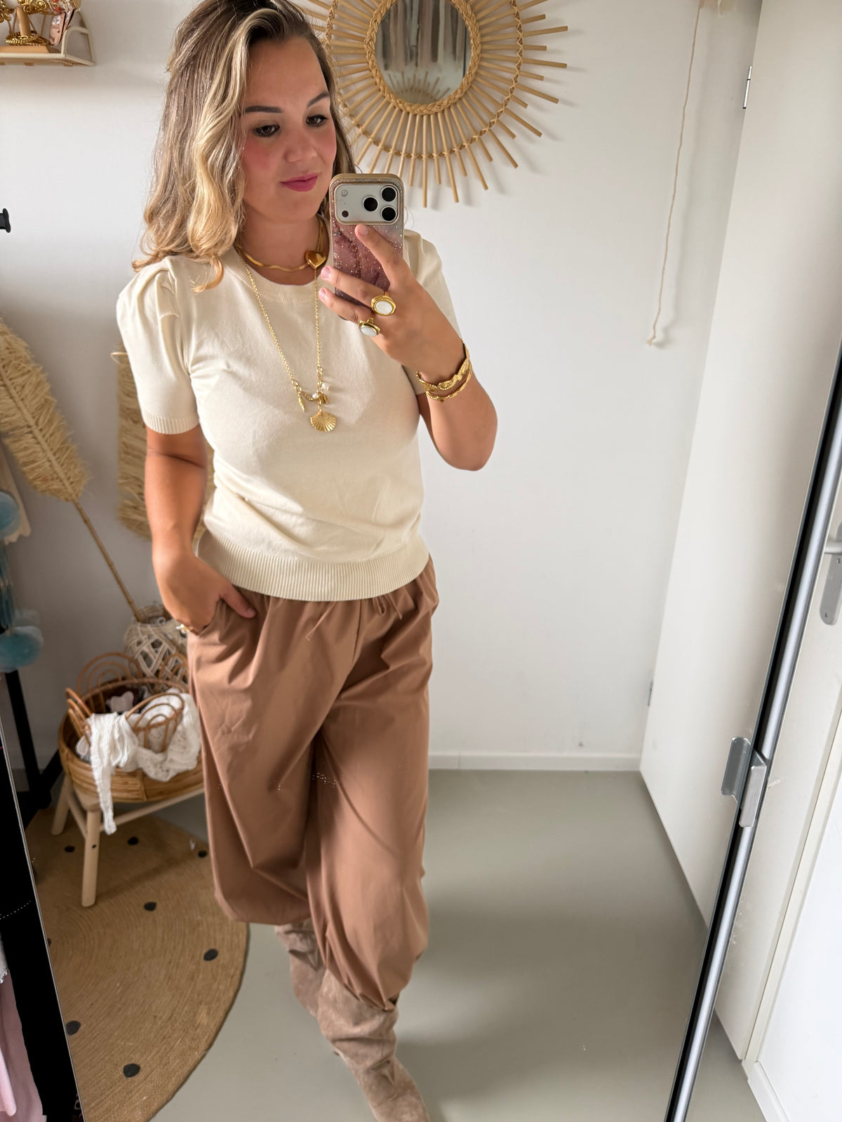 Pof broek Camel