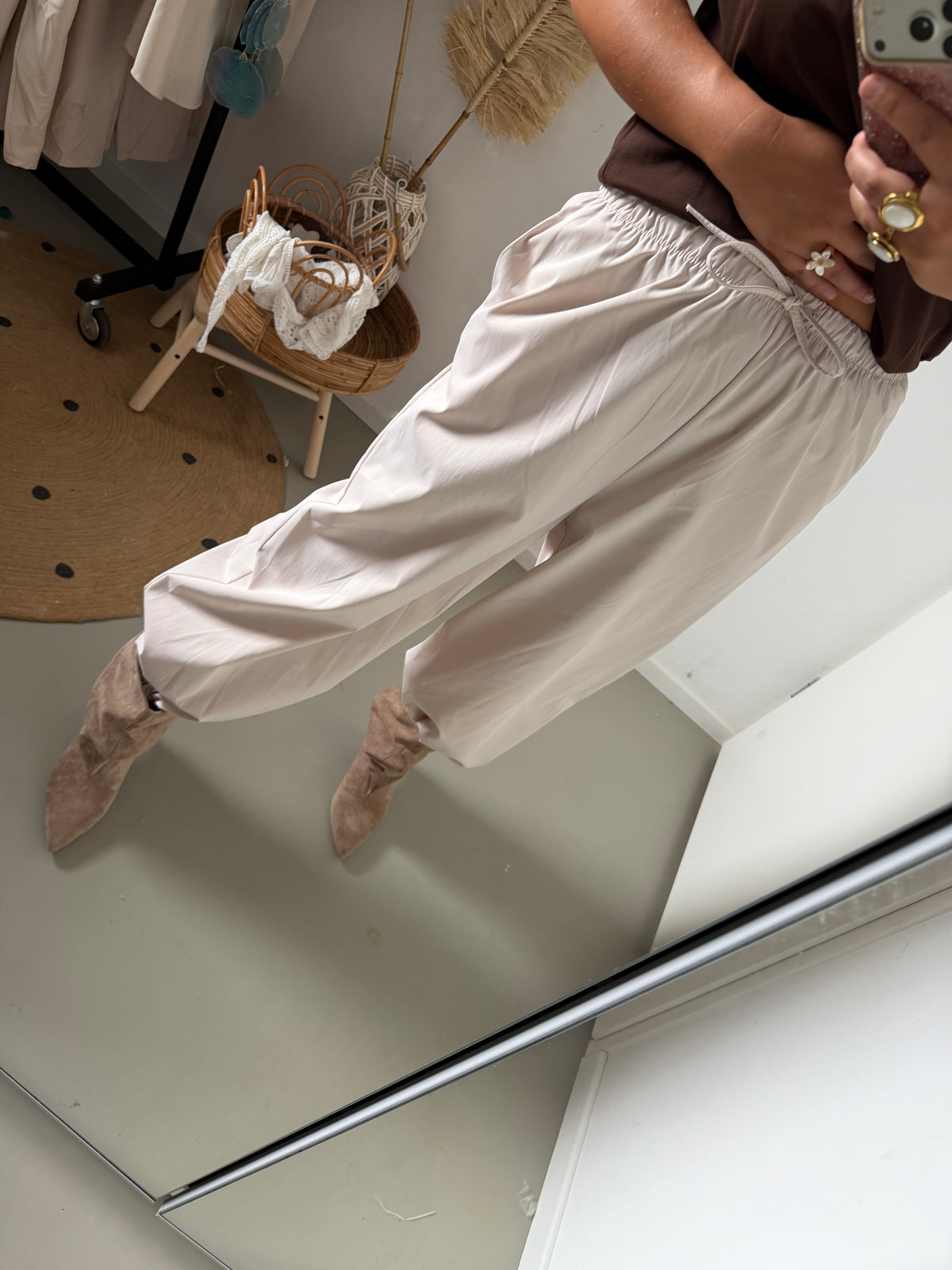 Pof broek beige