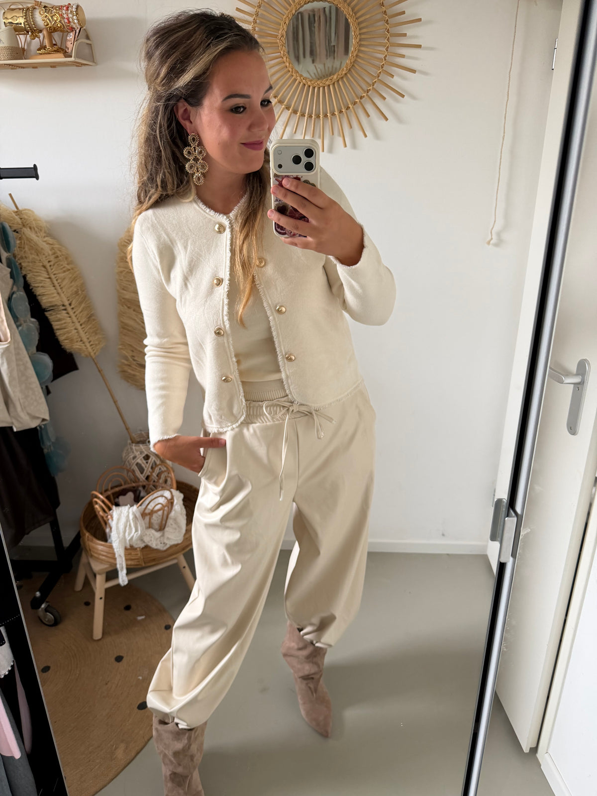 Broek leatherlook white