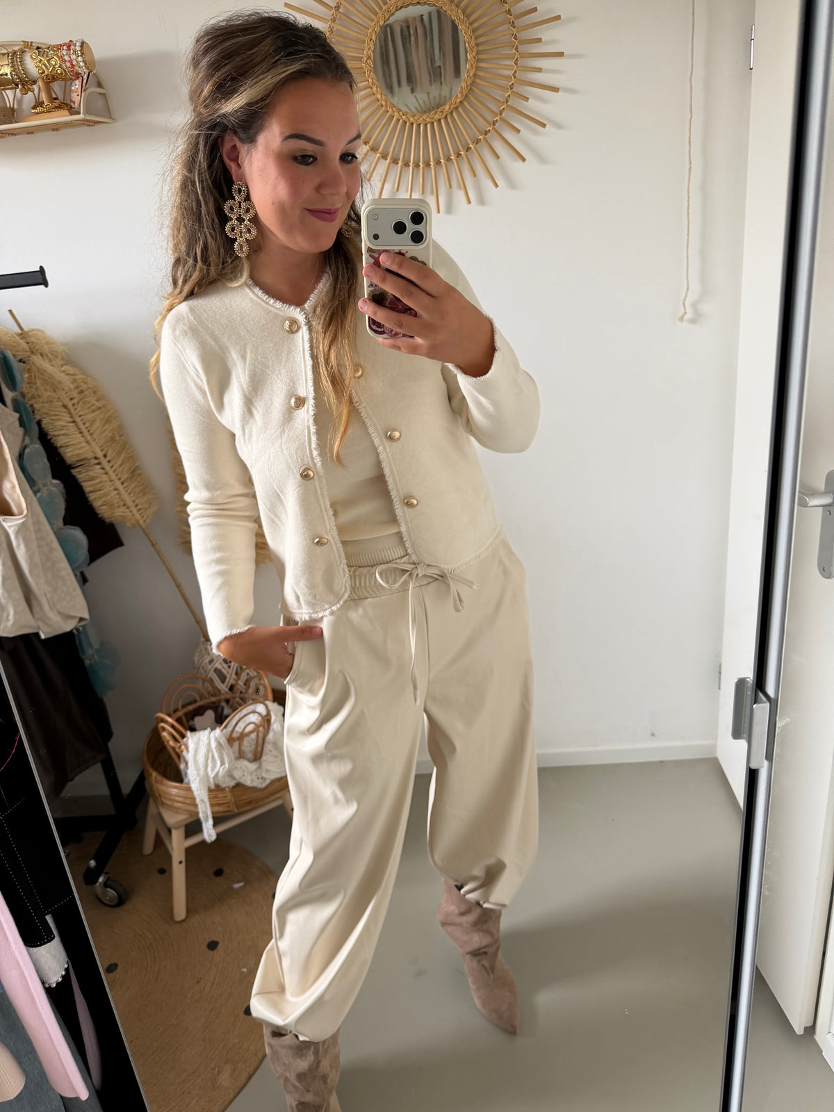 Broek leatherlook white