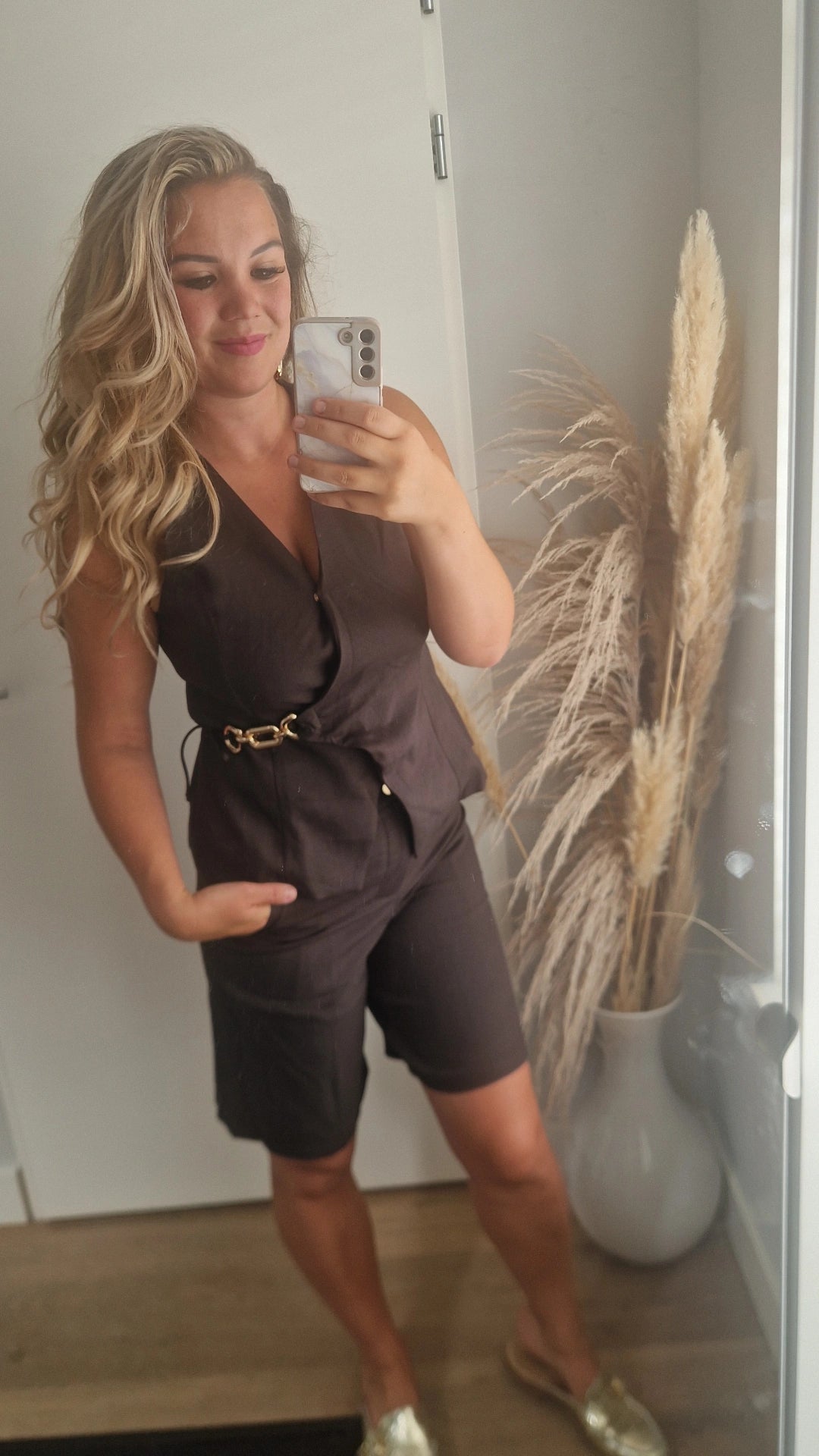 Gilet goude ketting bruin