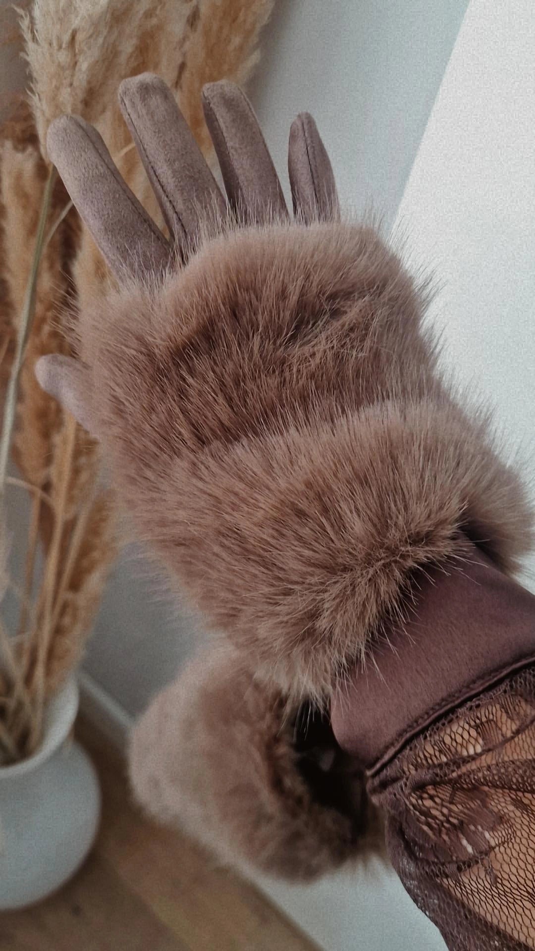 Handschoenen vachtje bruin