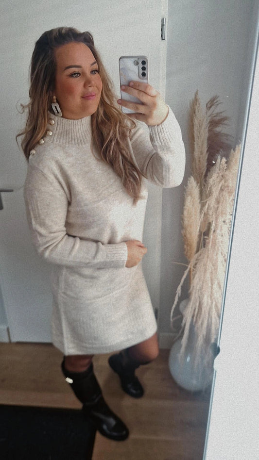 Jurk knoop beige