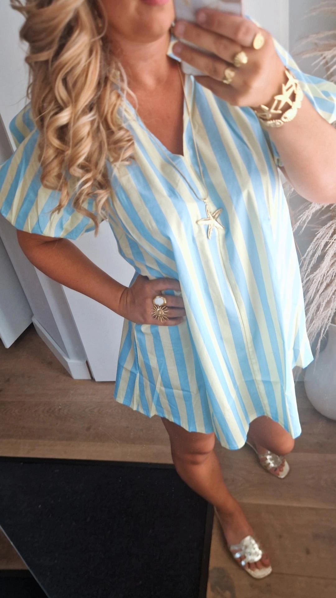 Jurk geel/blauw