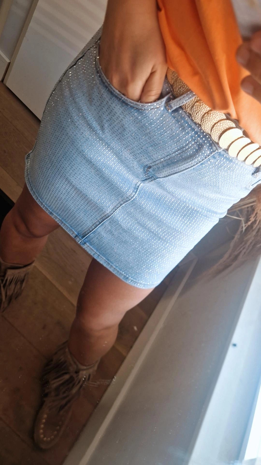 Jeans rok glitter