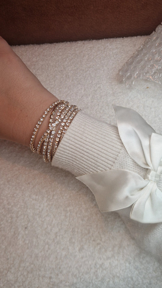 Strass set armbanden zilver/goud