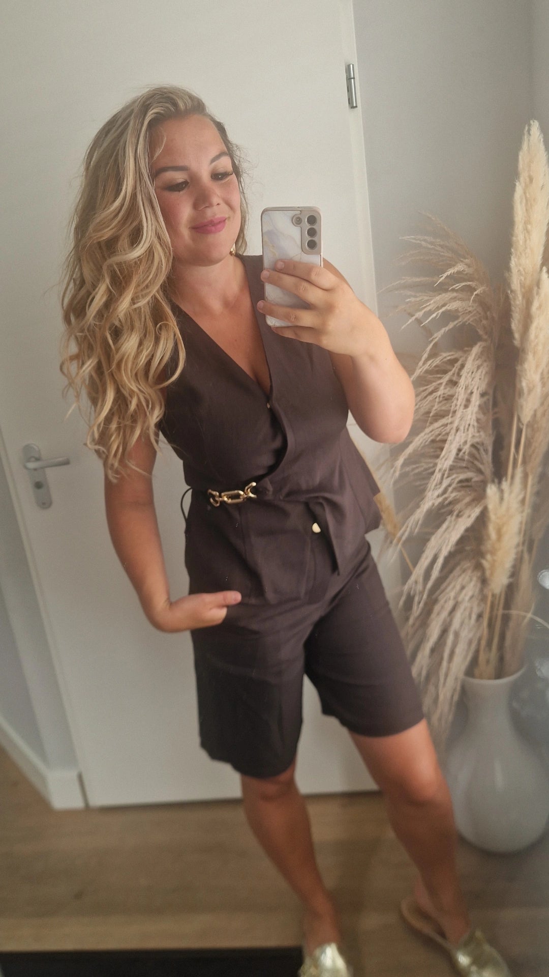 Gilet goude ketting bruin