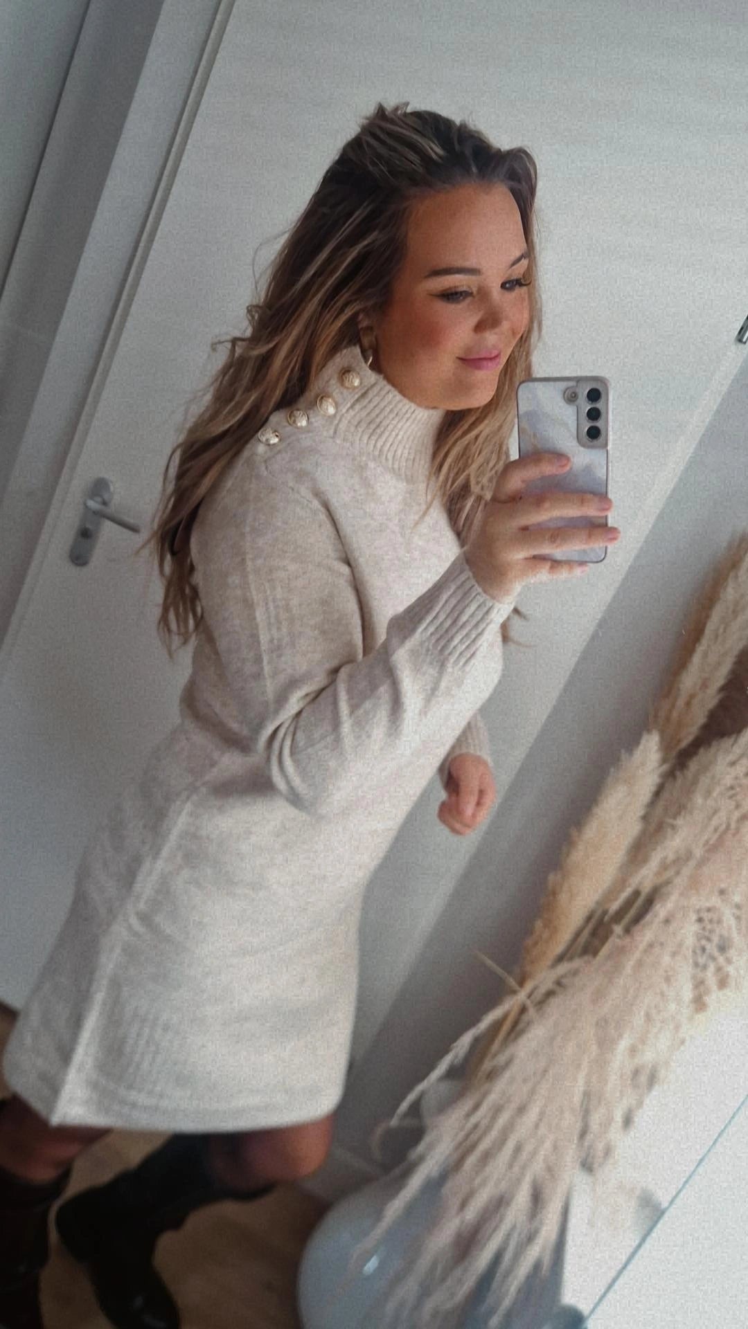Jurk knoop beige