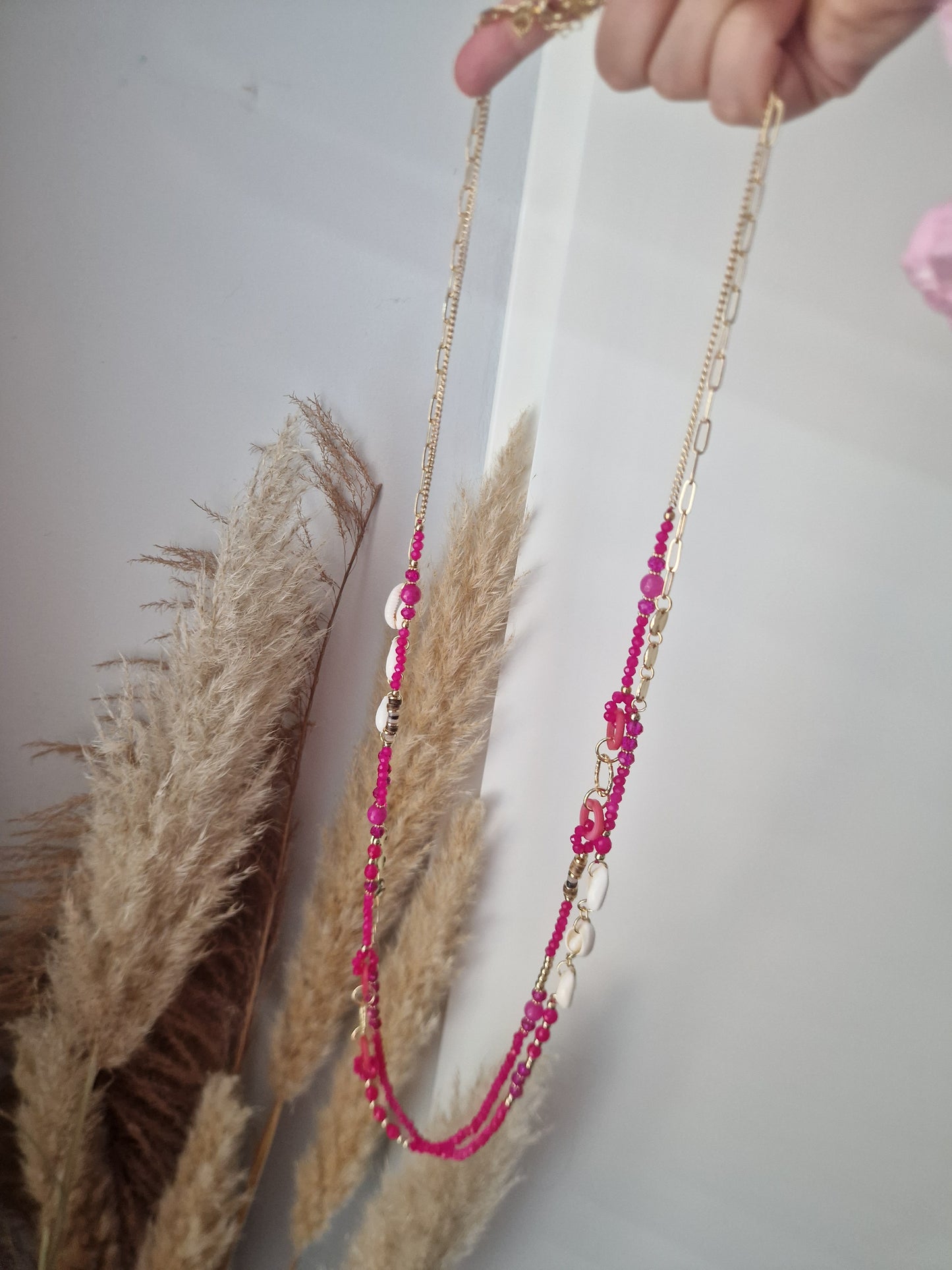 Ketting schelp roze