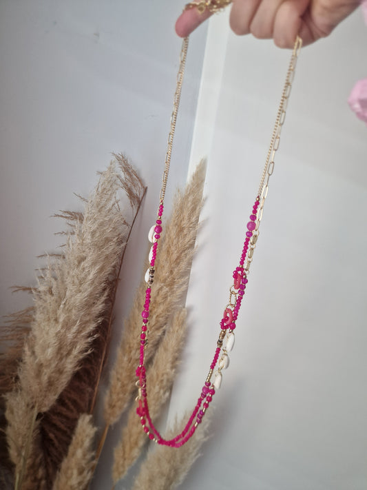 Ketting schelp roze