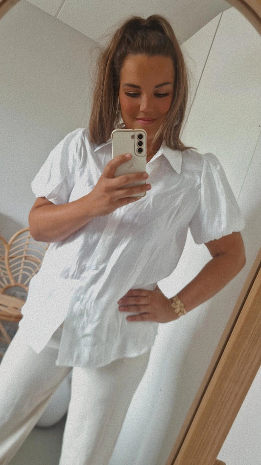 Blouse glans pofmouw