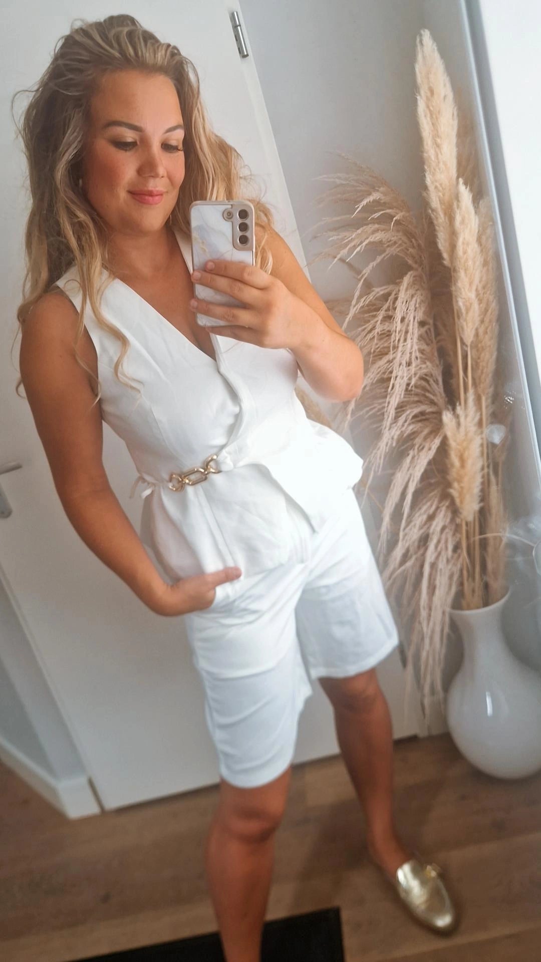 Gilet goude ketting off white