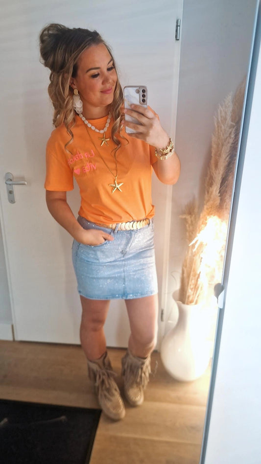 Jeans rok glitter
